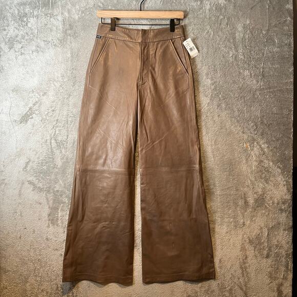 Citizens Of Humanity Beverly Lamb Leather Slouch Boot Pants Taupe New *flawed 24 - Picture 1 of 12